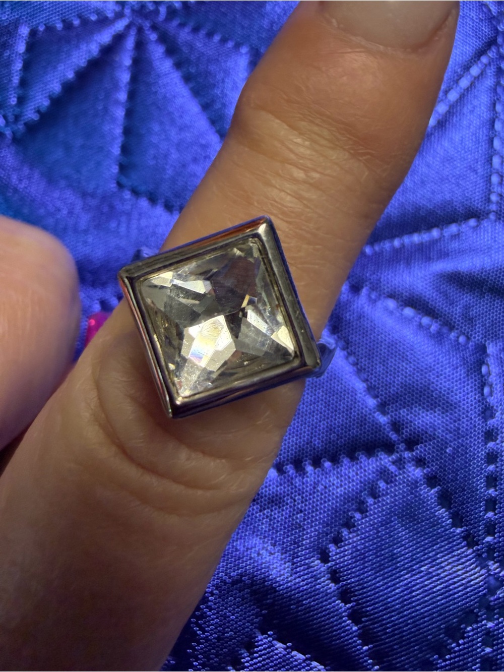 Park Lane Clear Square Crystal Statement Ring Size 7 New